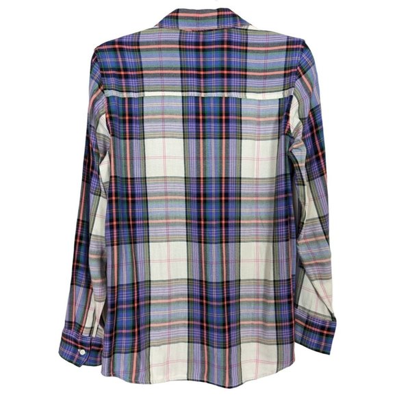 GAP plaid purple long sleeve button up women shirt blouse size M - Picture 2 of 8